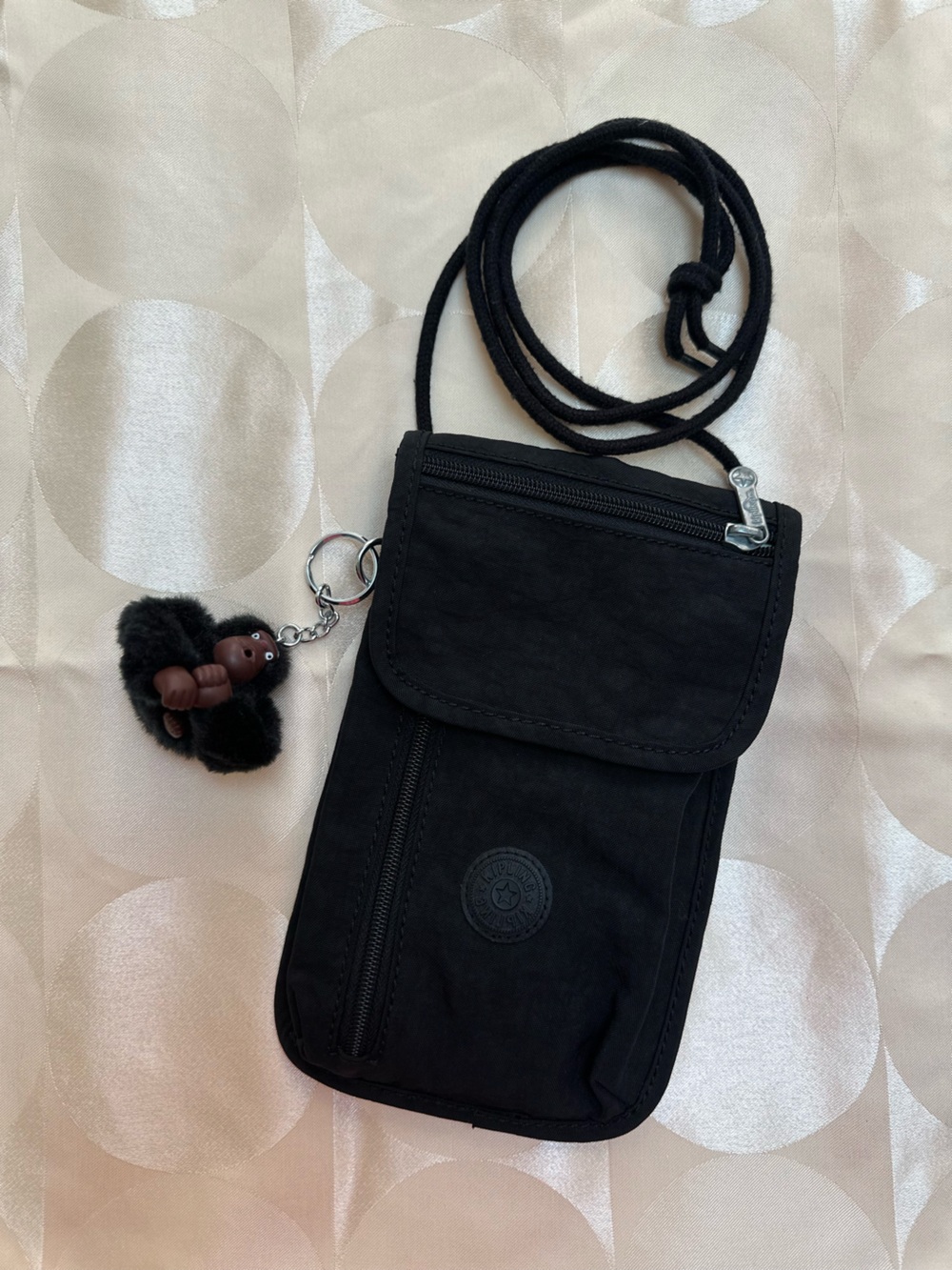 Kipling Black Crossbody Pouch with Monkey Charm